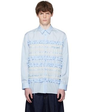 Simone Rocha Lace Ribbon Trim Easy Shirt - Blue