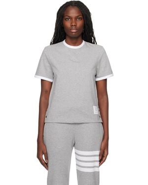 Thom Browne Thom E グレー Rwbストライプ ロゴパッチ Tシャツ - ブラック