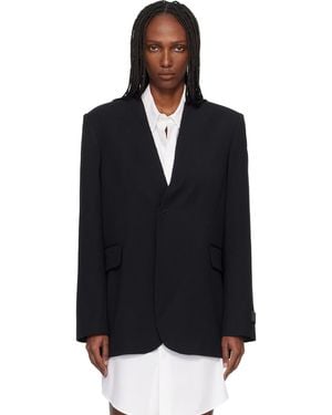 MM6 by Maison Margiela Collarless Tailoring Wool Blazer - Black