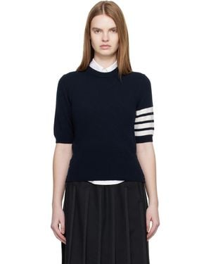 Thom Browne Jersey Intarsia Classic Fit 4-Bar T-Shirt - Black
