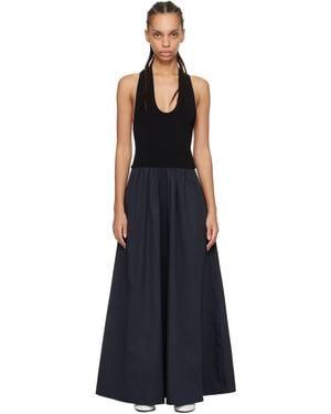 St. Agni Plunge Neck Midi Dress - Black