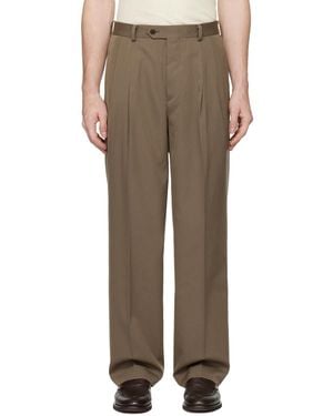 AURALEE Taupe Light Wool Max Gabardine Two-Tuck Pants - Brown