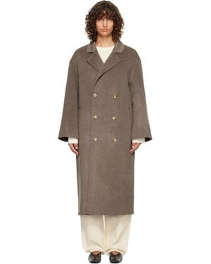 Loulou de Saison Taupe Borneo Lds Wool Drap Coat - Multicolor