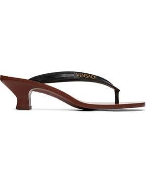 Versace Sophie Rubber Thong Heeled Sandals - Brown