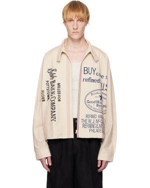 HARAGO Blouson Écourté À Glissière Et À Texte Imprimé - Neutre