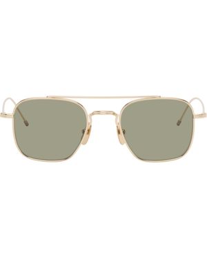 Thom Browne ゴールド チタン スクエア アビエイターサングラス - ブラック