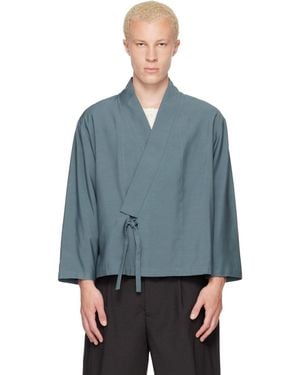 KENZO Paris Viscose & Wool Kimono Jacket - Blue