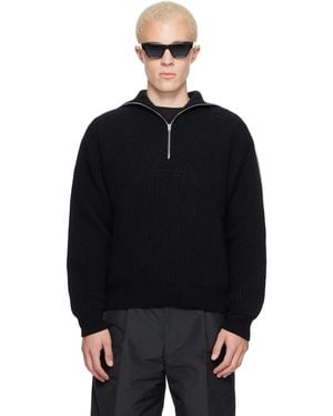 Jil Sander Ls High Zipped Neck Sweater - Black