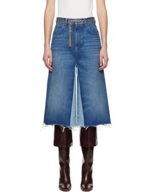 Chloé ブルー デニム パッチワーク バミューダショーツ
