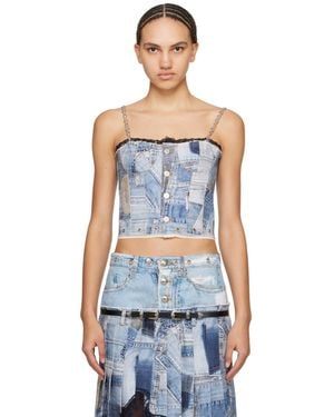 ANDERSSON BELL Trompe L'Œil Denim Tank Top - Black