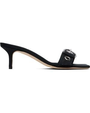 Aeyde Ilvy Eyelet Grosgrain Mules - Black