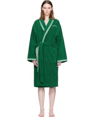 Versace Cotton-Terry Jacquard Bathrobe - Green