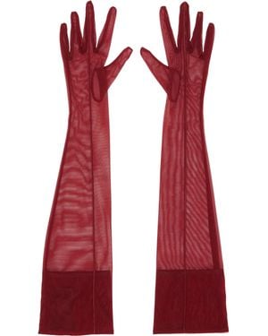 Mugler Mesh Gloves - Red