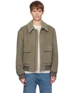BOSS Khaki Regular-Fit Herringbone-Patterned Jacket - Multicolour