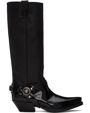 Versace ブラック Texano Knee-High ロングブーツ