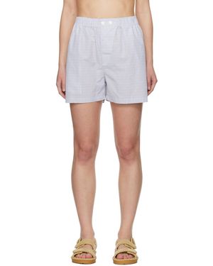 Bottega Veneta Short bleu à carreaux - Blanc
