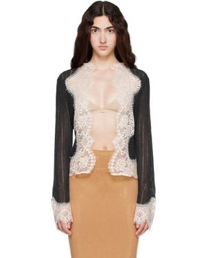 Anna Sui Off- Lingerie Lace Knit Cardigan - Natural