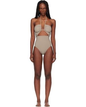 Rick Owens Taupe Temple Prong Bather Swimsuit - Black