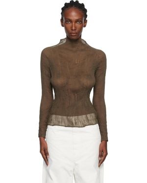 Issey Miyake Khaki Chiffon Twist Top - Black