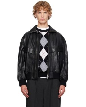 DUNST Stand Collared Leather Jacket - Black