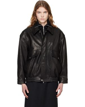 DUNST Oversized Vintage Leather Jacket - Black