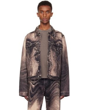 CAMPERLAB Distorted Print Denim Jacket - Brown