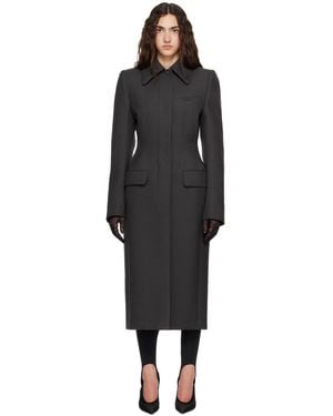 Mugler Manteau Cintré Gris - Noir