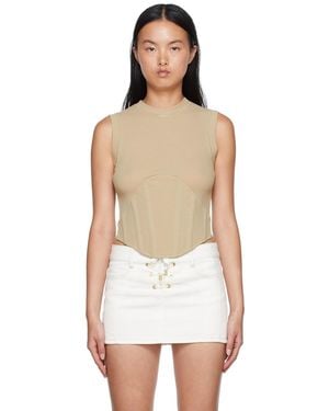 Dion Lee Beige Cotton Tank Top - White
