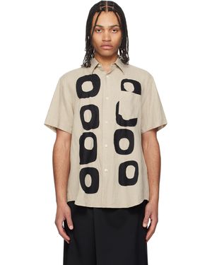 Fumito Ganryu Pattern Patchwork Linen Shirt - Black