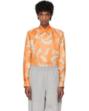 Dries Van Noten オレンジ シルク シャツ