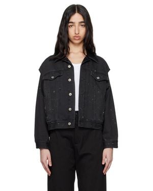 MM6 by Maison Margiela ブラック スプラッターエフェクト デニムジャケット