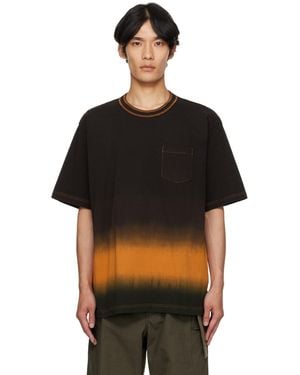 Sacai ブラウン＆オレンジ ガーメントダイ コットンジャージ Tシャツ - ブラック