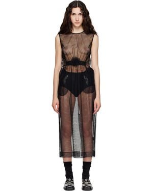 Simone Rocha Gathered Rose Contour Midi Dress - Black