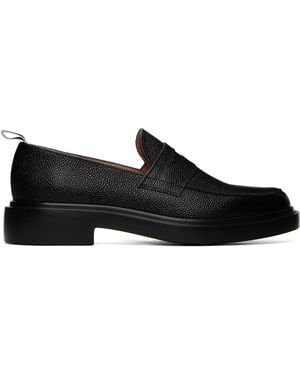 Thom Browne Pebble Grain Rubber Sole Penny Loafers - Black