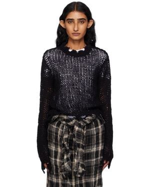 OPEN YY Distressed Crop Knit Jumper - Black