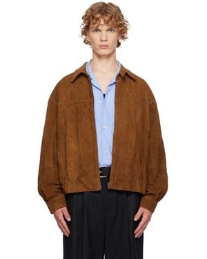 LE17SEPTEMBRE Suede Zip Blouson Leather Jacket - Brown