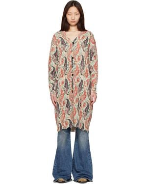 R13 Printed Long Cardigan - Natural