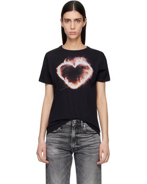 R13 Flaming Heart Boy T-Shirt - Black