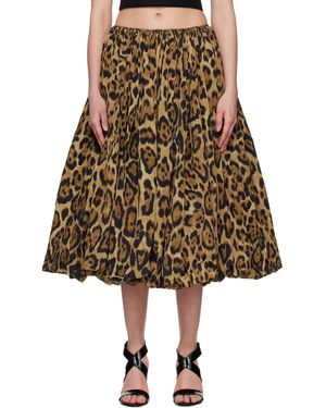 Alaïa Taffeta A-Line Midi Skirt - Natural