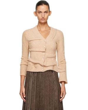 DIESEL Cropped Wrinkled Boiled Knit Cardigan - Natural