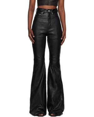 Rick Owens Temple Bolan Bootcut Leather Trousers - Black