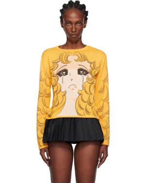 Pushbutton Pull Ajusté Jaune En Tricot À Imprimé Crying Girl - Orange