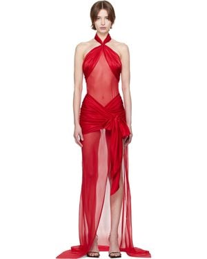 Mirror Palais Bow Wrap Maxi Dress - Red
