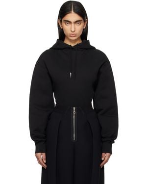 【関税込み】Mugler ブラック フリース フーディ ボディスーツ Muglerのブラック フーディ ボディスーツがセール中