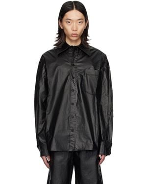 lesugiatelier Oversized Faux-Leather Shirt - Black