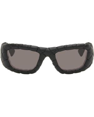 Bottega Veneta Intrecciato Rectangular Sunglasses - Black