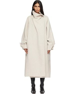 LE17SEPTEMBRE Cowl Neck Handmade Long Coat - Natural