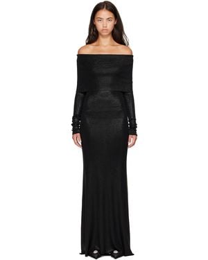 Balenciaga Off-Shoulder Maxi Dress - Black