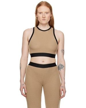 Palm Angels Taupe Cropped Tank Top - Natural