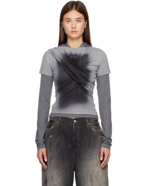 ANDERSSON BELL グレー ギャザー ジャージ フーディ＆Tシャツ セット - ブラック